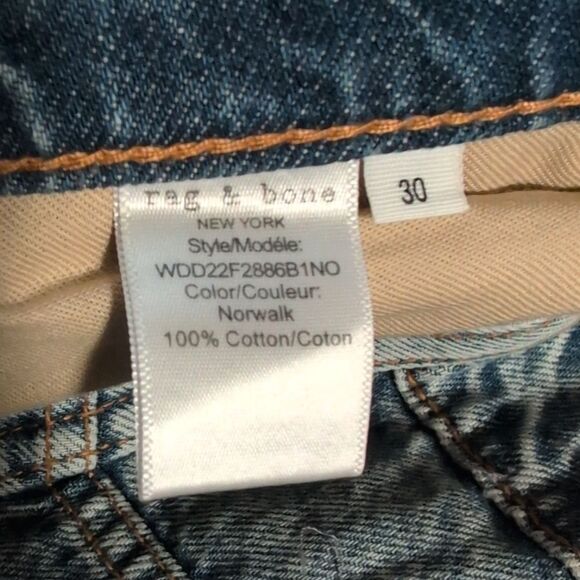 Rag & Bone Alex High Rise Straight Norwalk Button fly size 30 - Picture 4 of 8